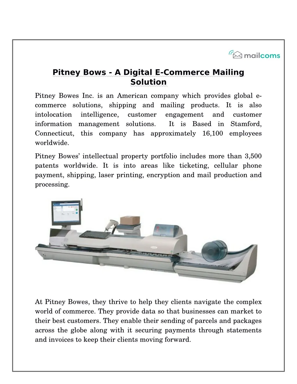 pitney bows a digital e commerce mailing solution