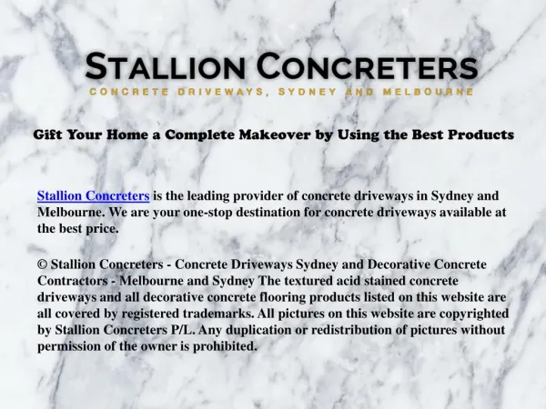 Resurfacing Overlay, Concrete Driveways, Pathways and Patios - Stallion Concreters