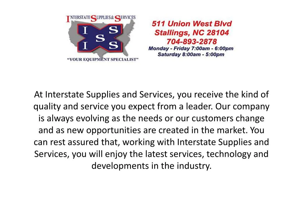 at interstate supplies and services you receive