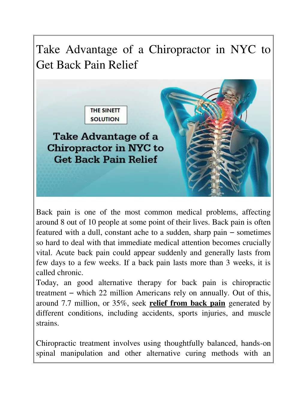 take advantage of a chiropractor