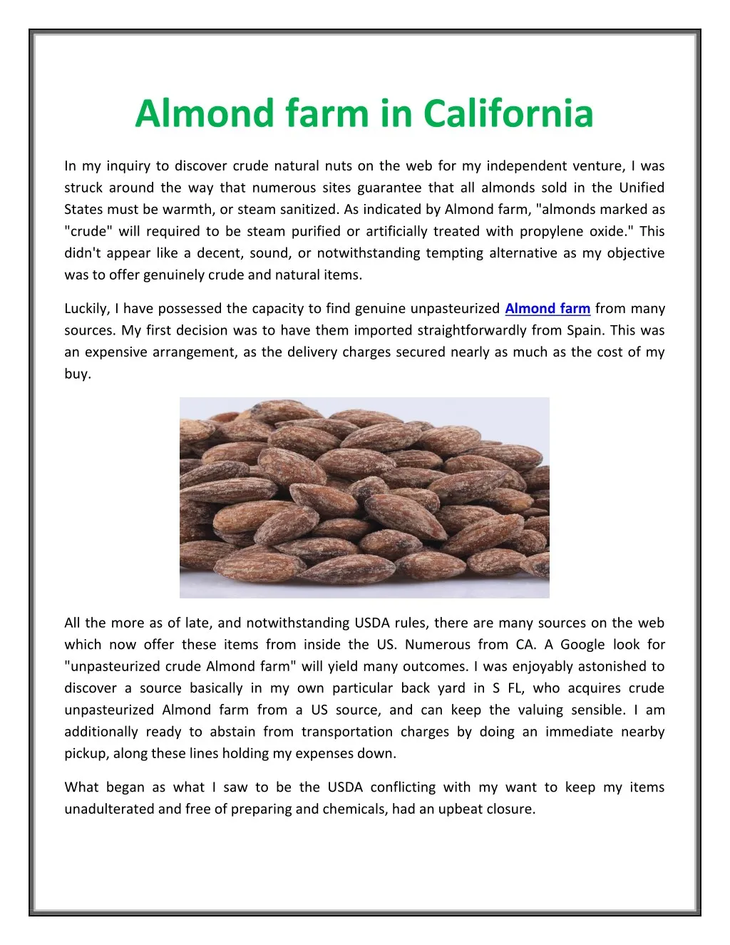 almond farm in california