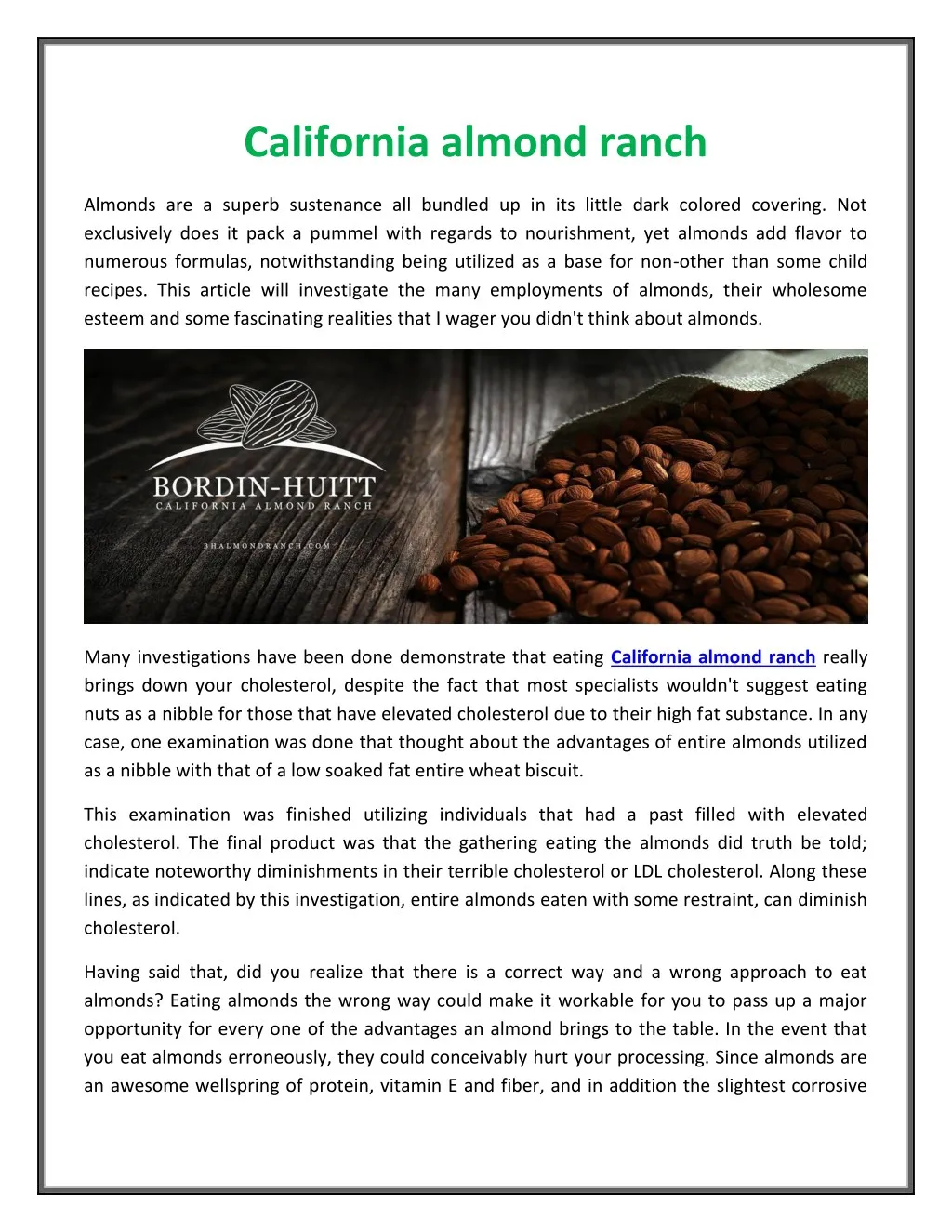 california almond ranch