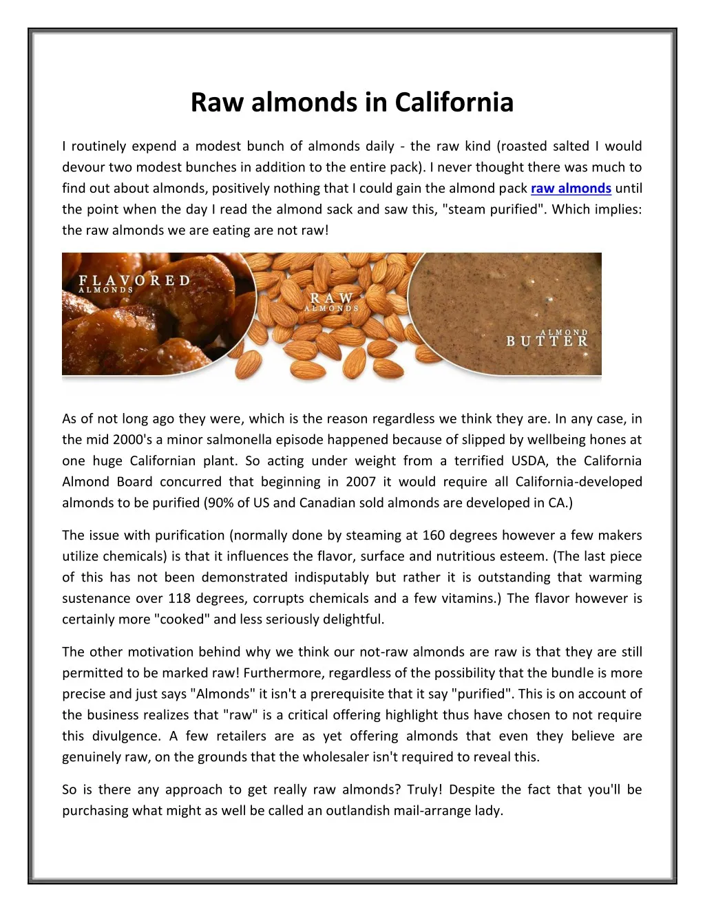 raw almonds in california