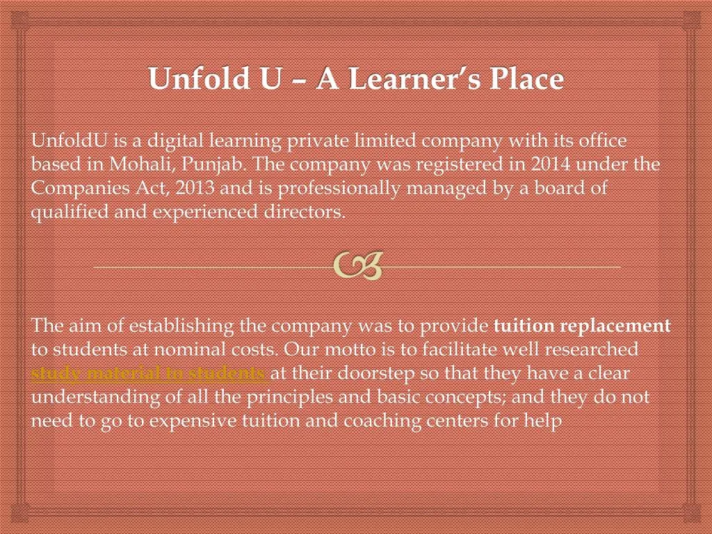 unfold u a learner s place