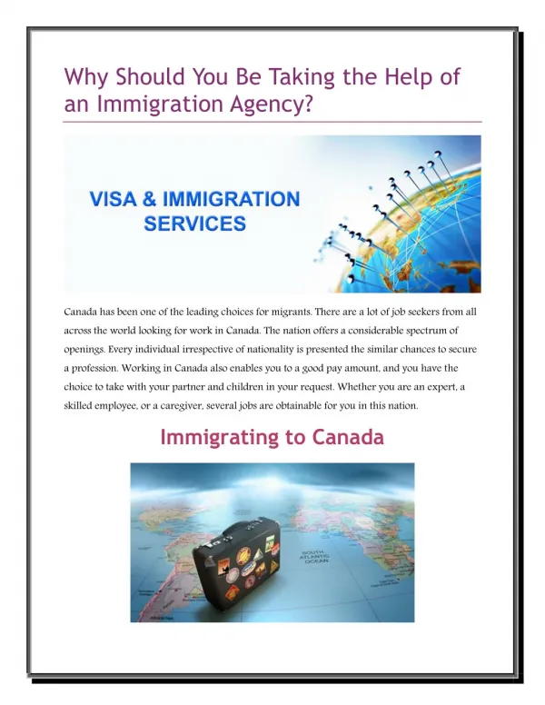 Why Should You Be Taking the Help of an Immigration Agency?