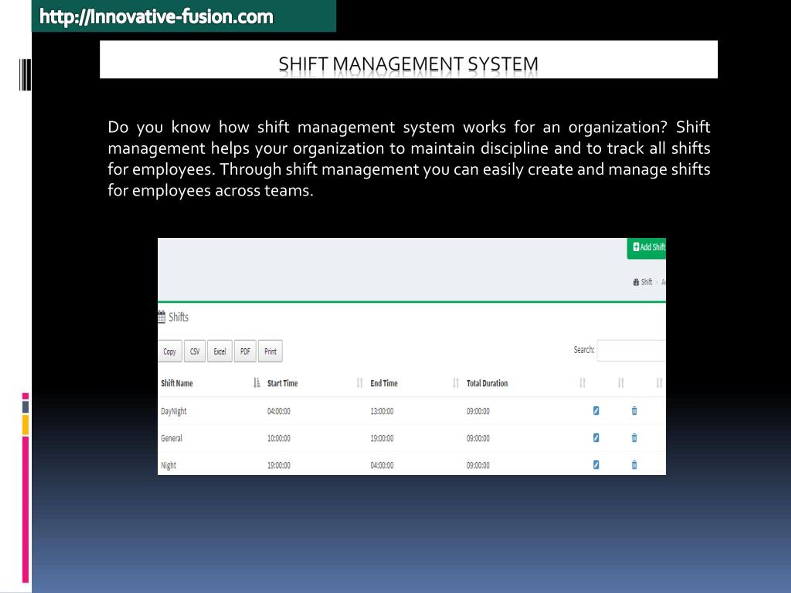 Shift Systems. Examples PPT - Importance of Shift Management System for an Organization ...