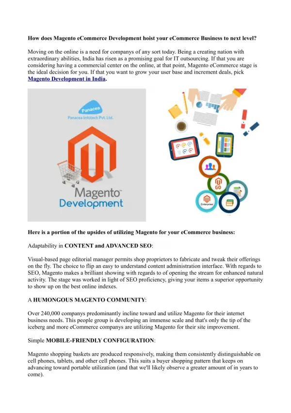 How does Magento eCommerce Development hoist your eCommerce Business to next level?