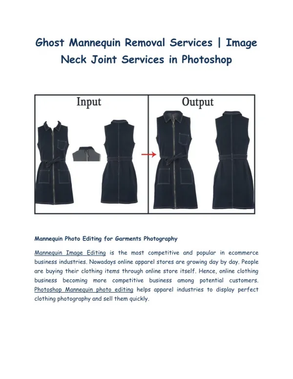 Mannequin Photo Editing | Ghost Mannequin Removal or Image Neck Joint Services