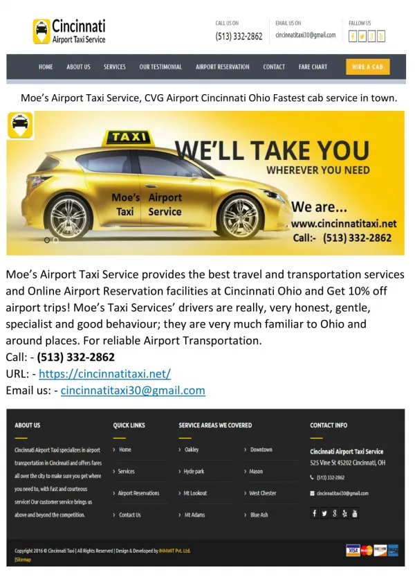 Moe’s Airport Taxi Service, CVG Airport Cincinnati Ohio.