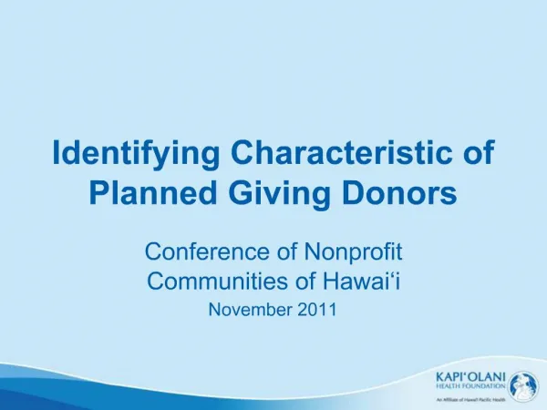 Identifying Characteristic of Planned Giving Donors