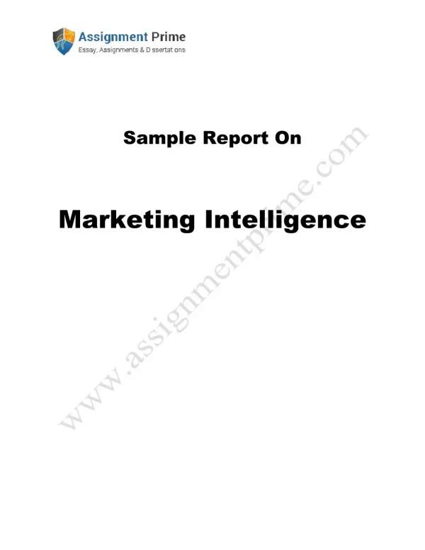 Sample On Marketing Intelligence by experts of Assignment Prime