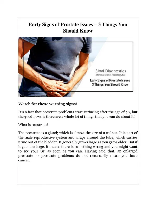 Early Signs of Prostate Issues - 3 Things You Should Know