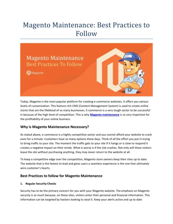 Magento Maintenance: Best Practices to Follow
