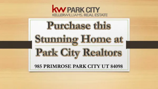 Purchase this Stunning Home at Park City Realtors