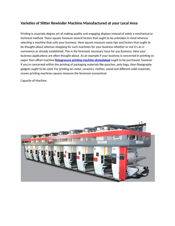 Varieties of Slitter Rewinder Machine Manufactured at your Local Area