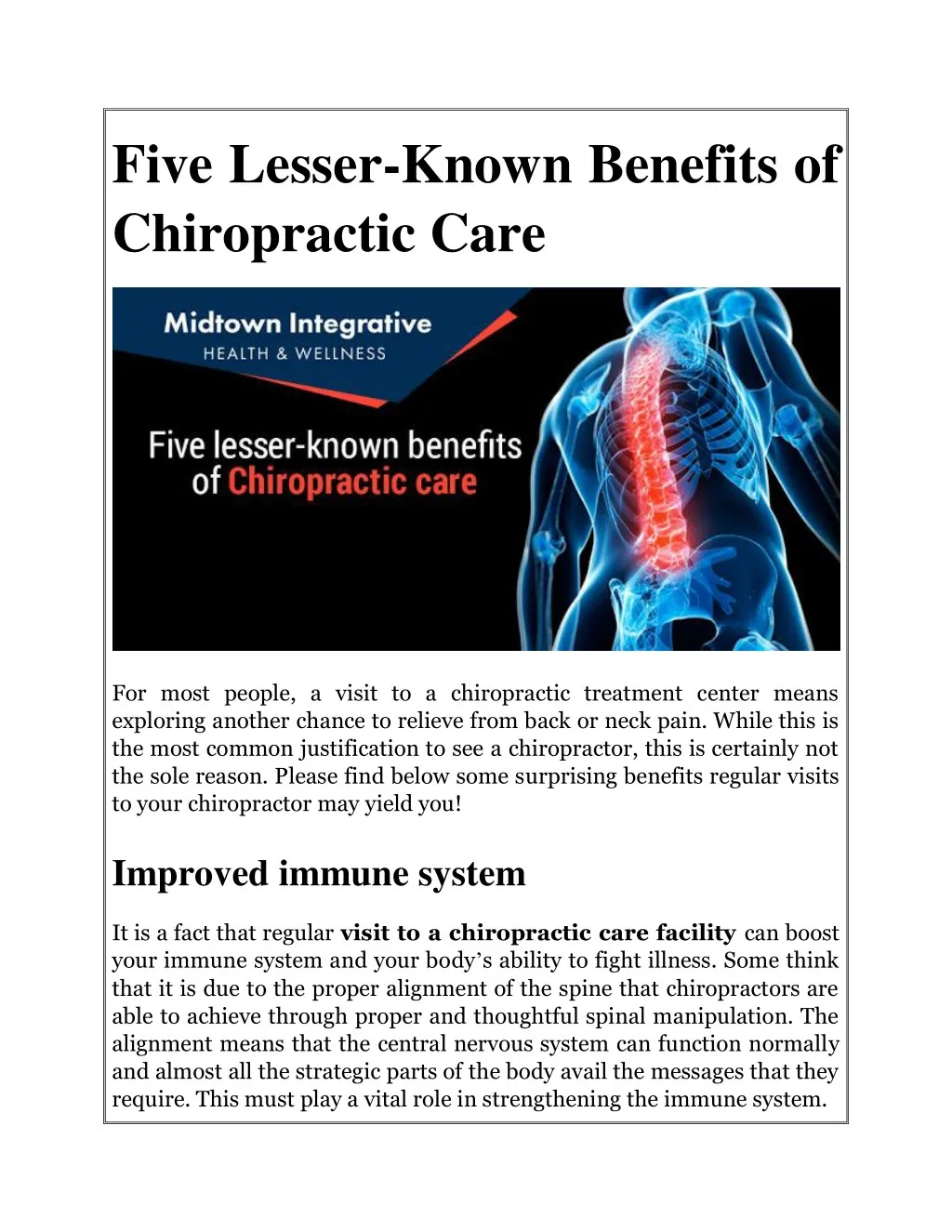 five lesser known benefits of chiropractic care