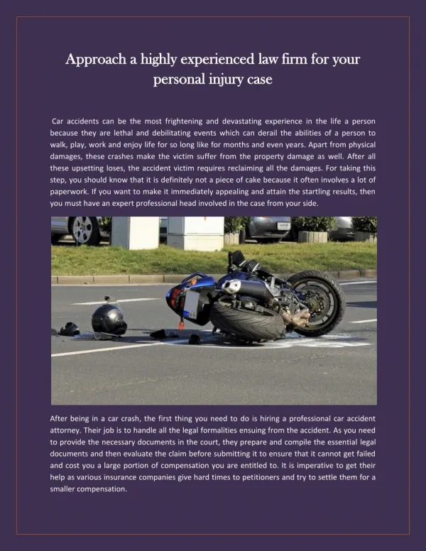 Approach a highly experienced law firm for your personal injury case