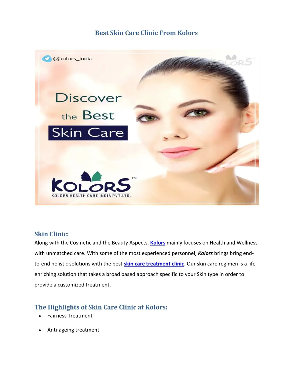 best skin care clinic from kolors