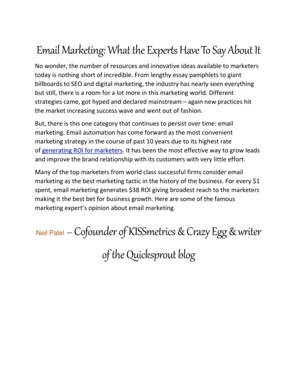 Email Marketing: What the Experts Have To Say About It