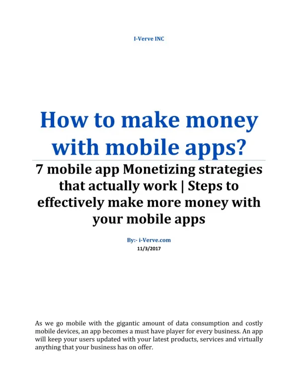 How to make money with your mobile apps