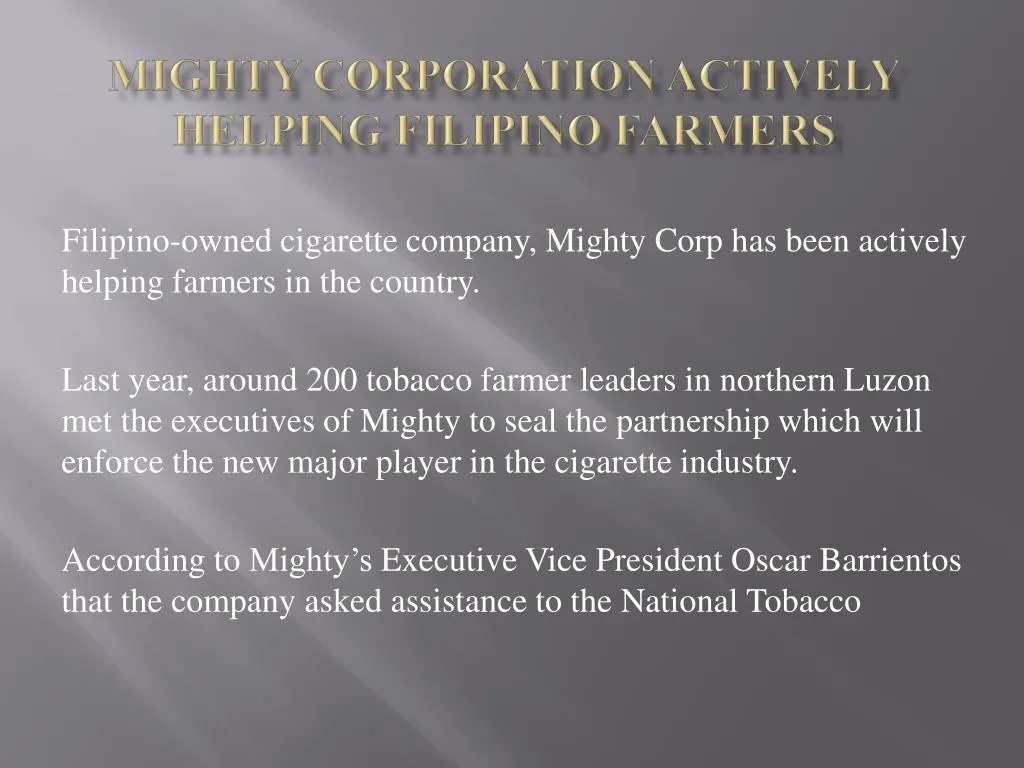 mighty corporation actively helping filipino farmers