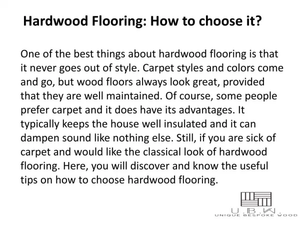 Hardwood Flooring UK