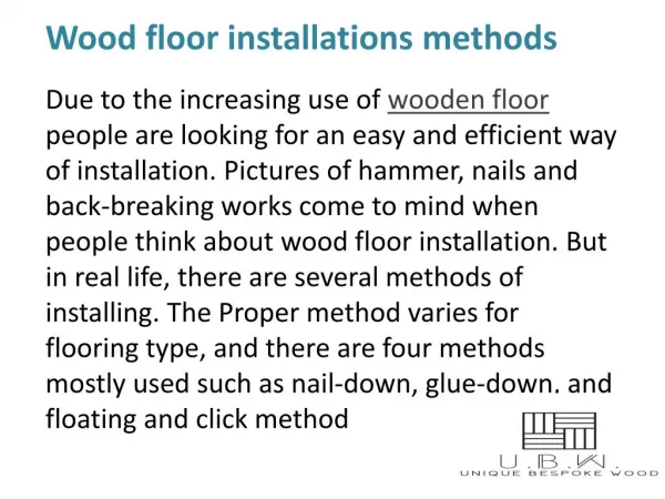 Wood Floor Installations Methods