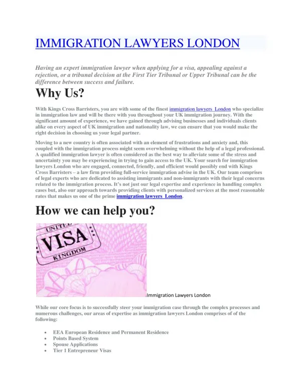 IMMIGRATION LAWYERS LONDON