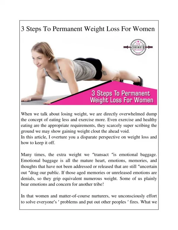 3 Steps To Permanent Weight Loss For Women