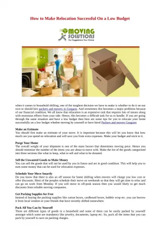 How to Make Relocation Successful On a Low Budget - slide 1
