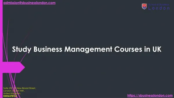 Study Business Management Courses in UK