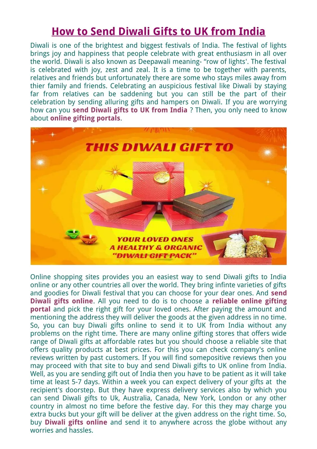 how to send diwali gifts to uk from india