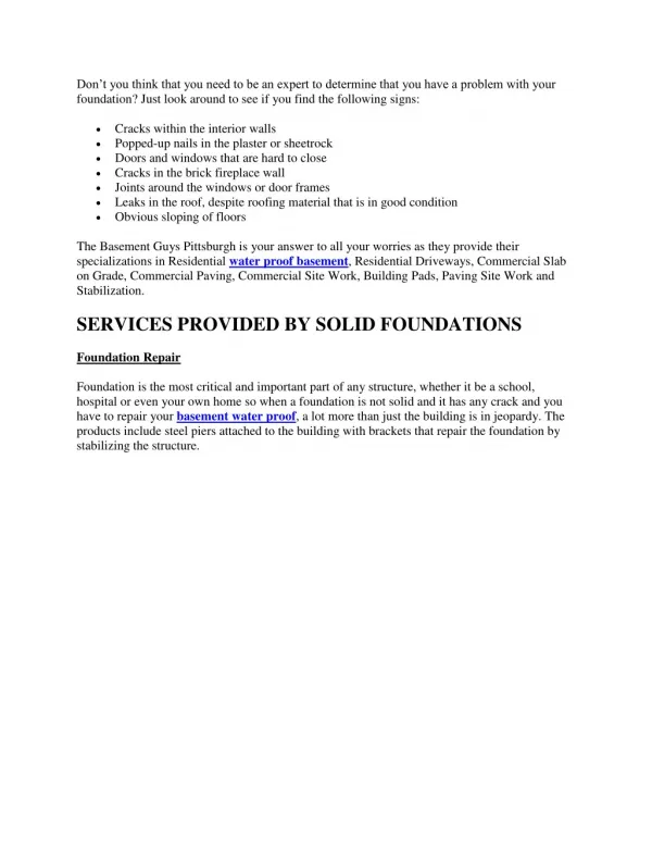 Top Services For Solid Foundations