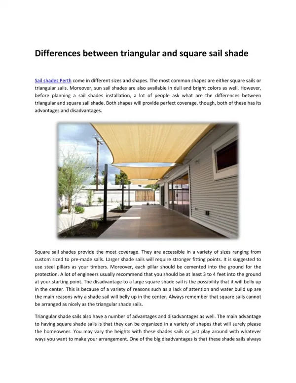 Differences between triangular and square sail shade