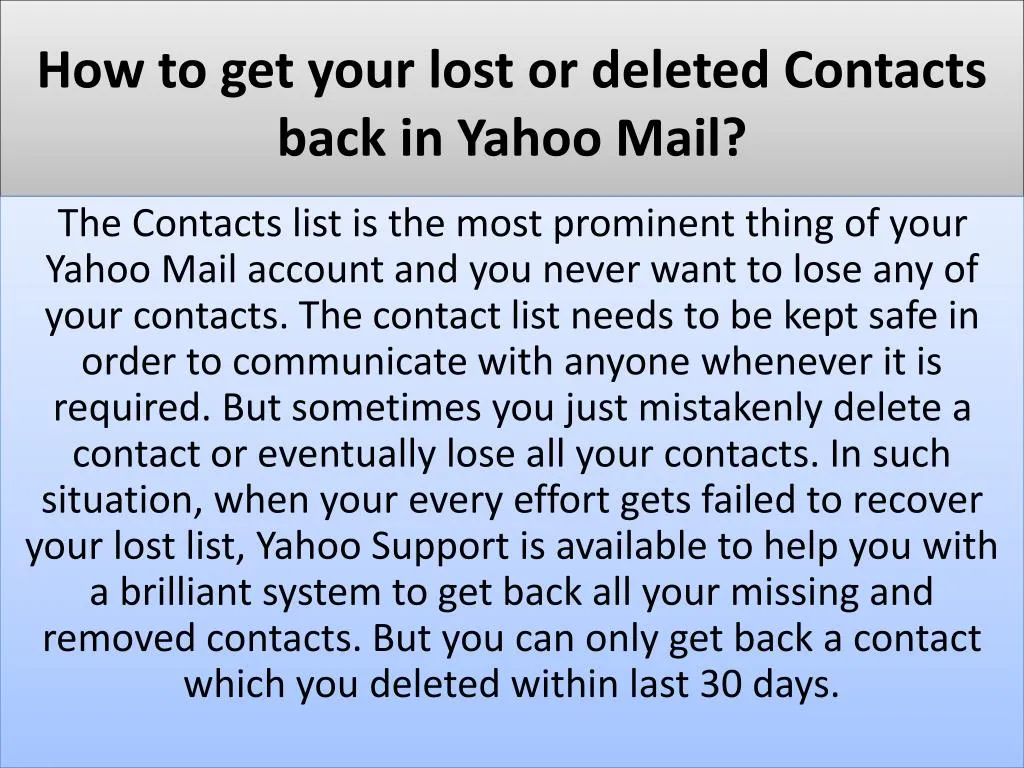 how to get your lost or deleted contacts back in yahoo mail
