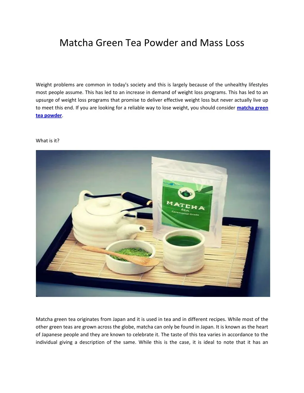 matcha green tea powder and mass loss
