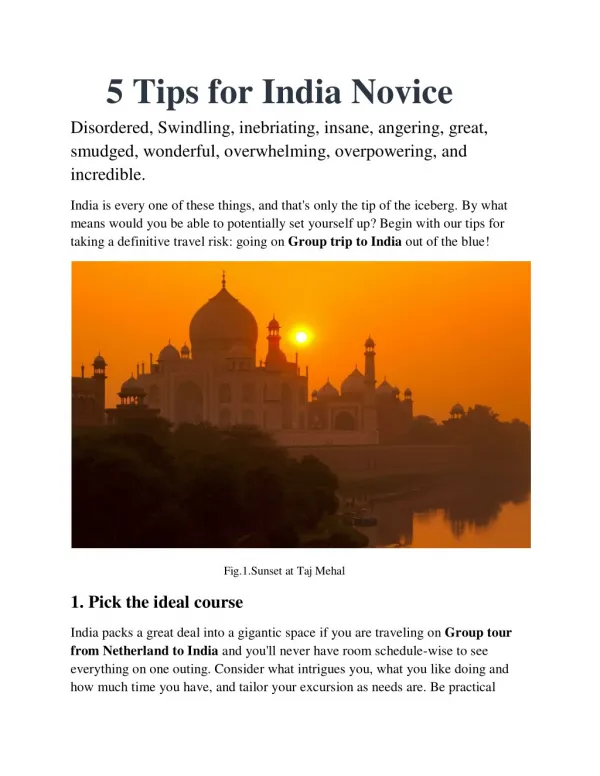 5 Tips for India Novice