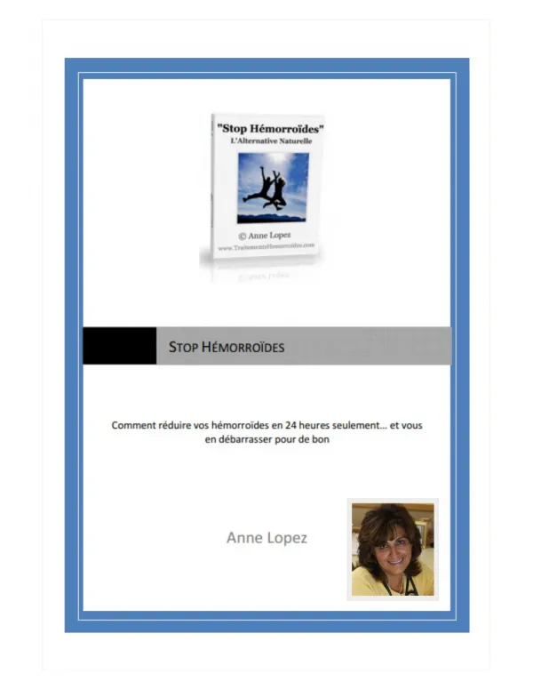 Stop Hémorroïdes PDF Livre Télécharger | Anne Lopez Programme Complet ✘Avis✘