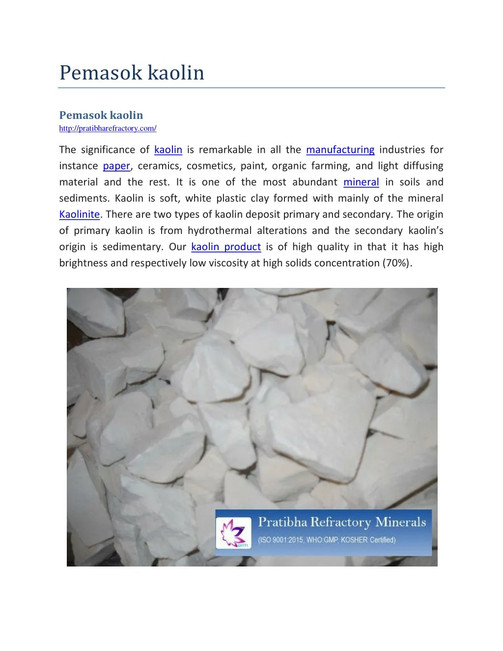 pemasok kaolin