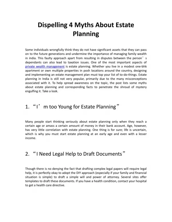 Dispelling 4 Myths About Estate Planning