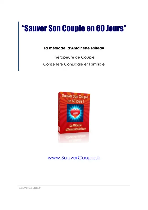 Sauver Son Couple en 60 Jours PDF Livre Télécharger | Antoinette Boileau Programme Complet ✘Avis✘