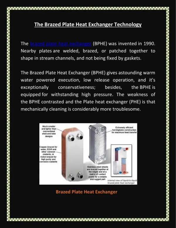Brazed Plate Heat Exchanger Technology - Baode-hex.com