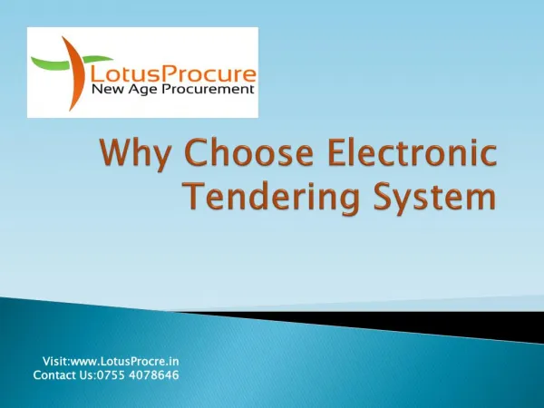 Why Choose Electronic Tendering System
