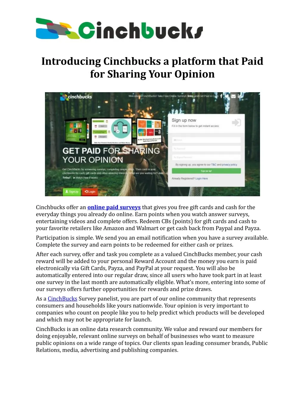 introducing cinchbucks a platform that paid