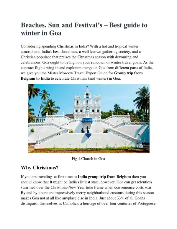 Beaches, Sun and Festival’s – Best guide to winter in Goa