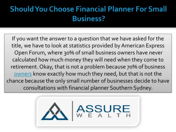 Should you choose Financial Planner for Small Business?