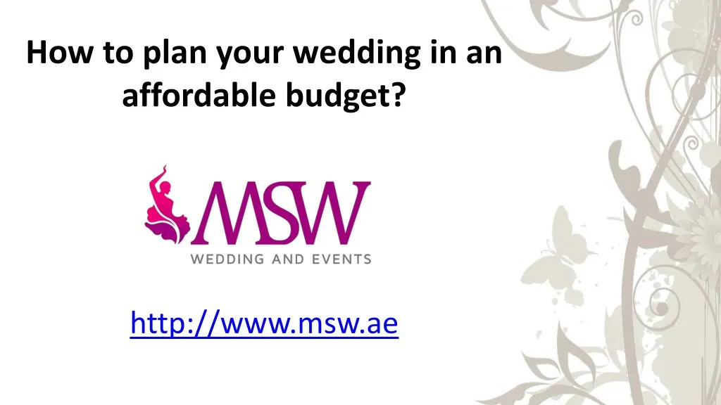 how to plan your wedding in an affordable budget
