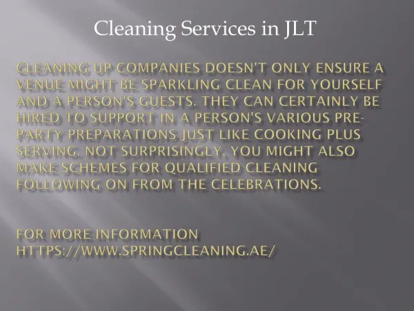Cleaning services in JLT