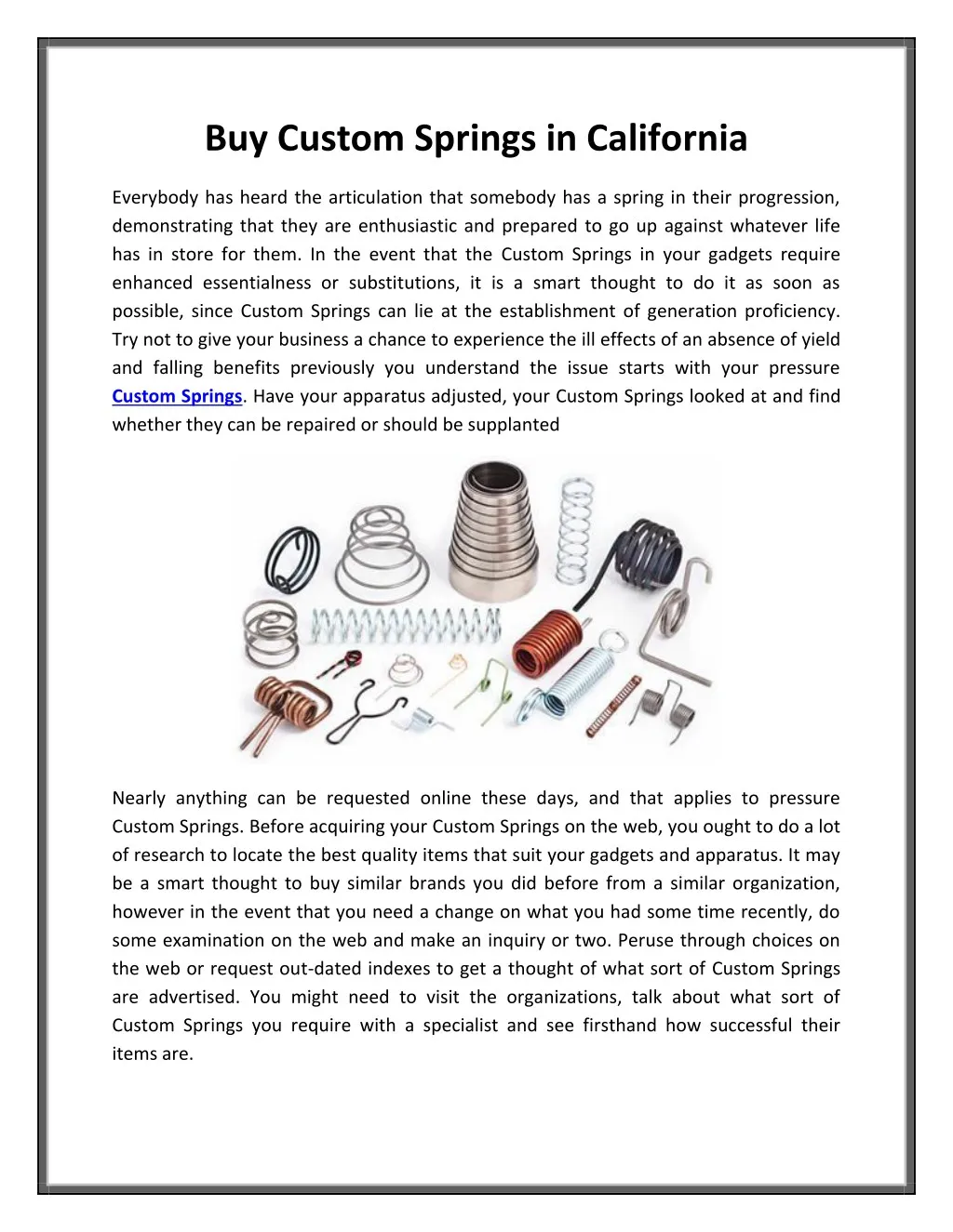 buy custom springs in california