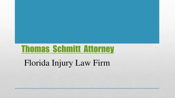 Florida Injury Firm and Thomas Schmitt Attorney